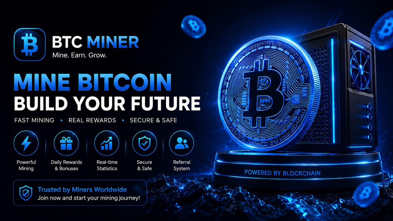 BTC Miner app dashboard